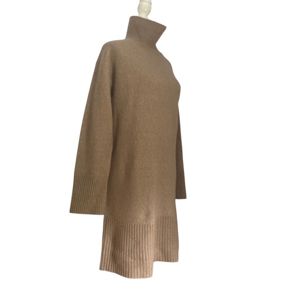 Everlane Wool Yak Mock Neck Sweater Dress New Heathered Light Brown - Picture 8 of 15